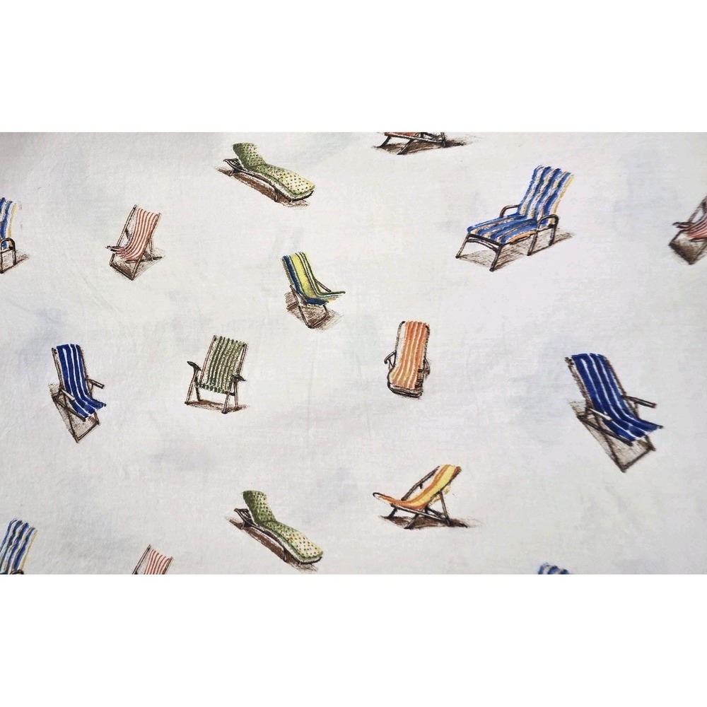 Tommy Bahama Queen Flat Sheet & Standard Pillowcase Beach Chair Print Cotton